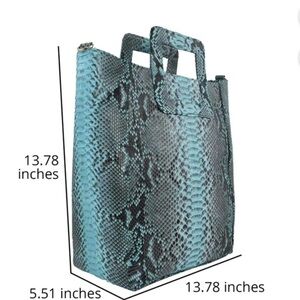 Grand Pelle Snake Print Tote Bag - turquoise
